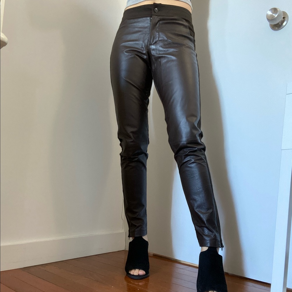 Brown Real Leather Pants